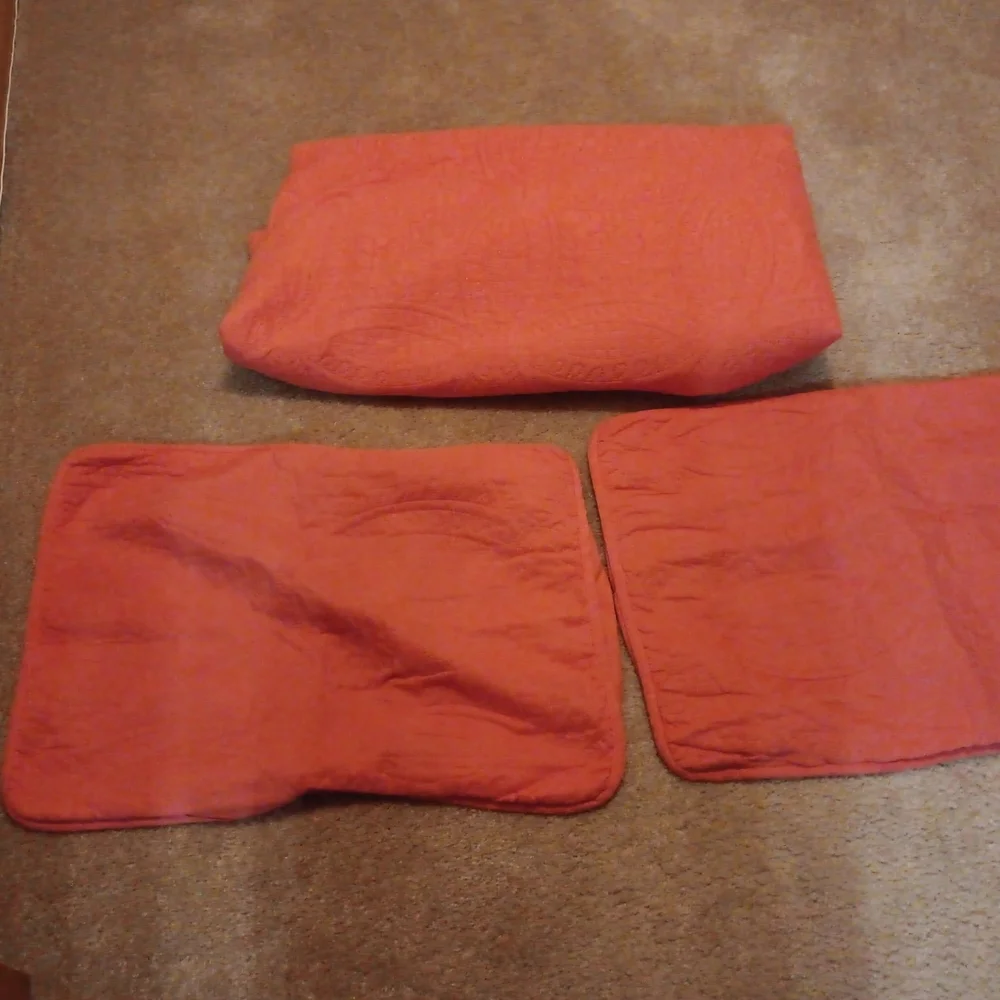 Coral Quilted Pillow Shams Set